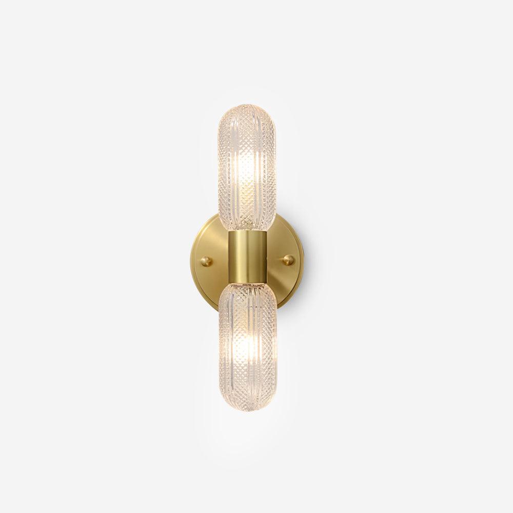 Eira aplique de pared con dos luces en latón y vidrio texturizado