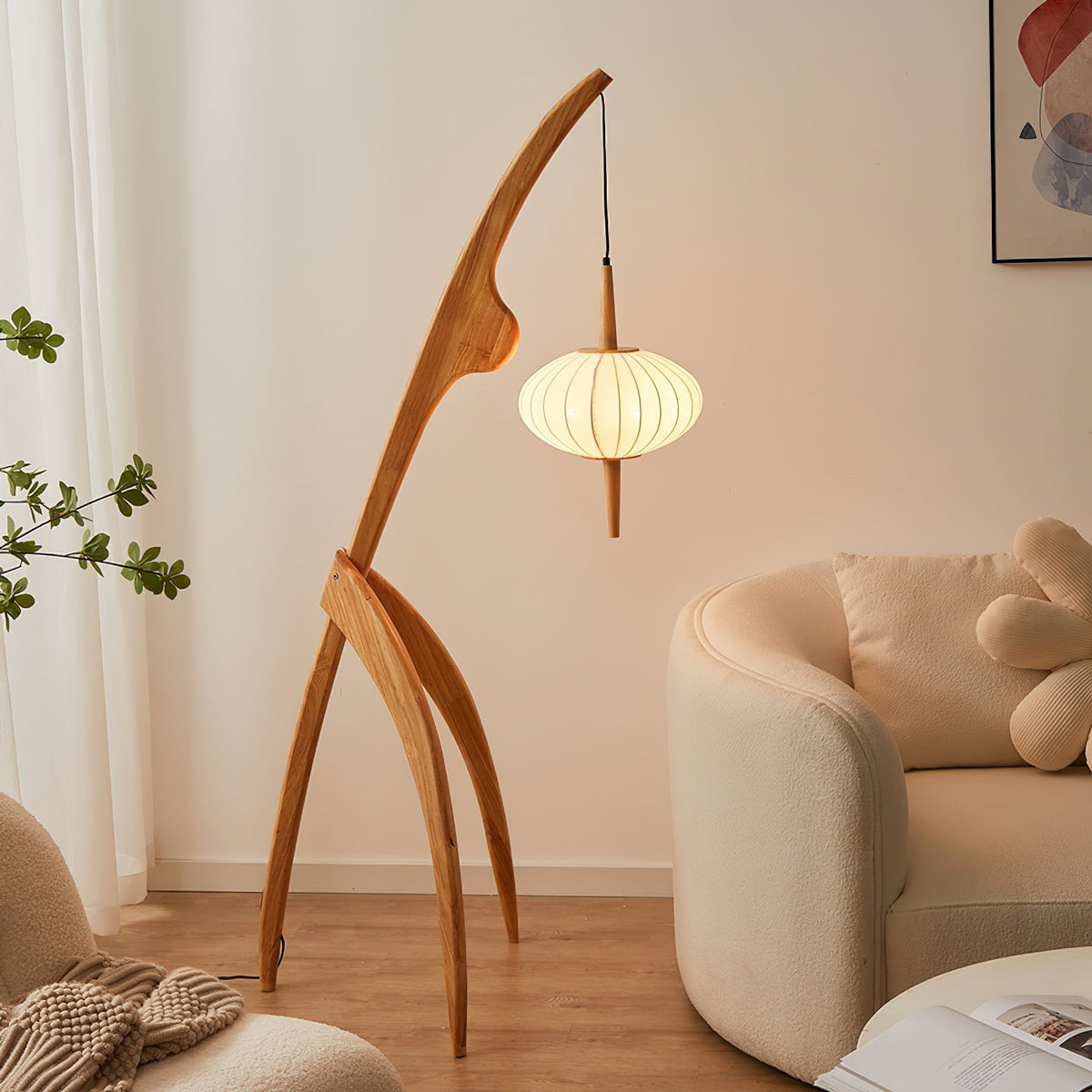 Ulen lámpara de pie de mediados de siglo en madera