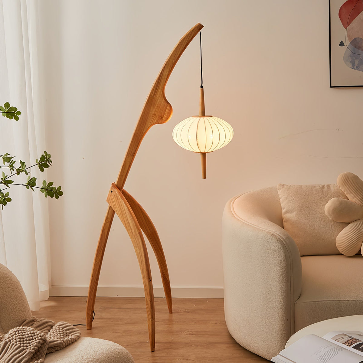 Ulen lámpara de pie de mediados de siglo en madera