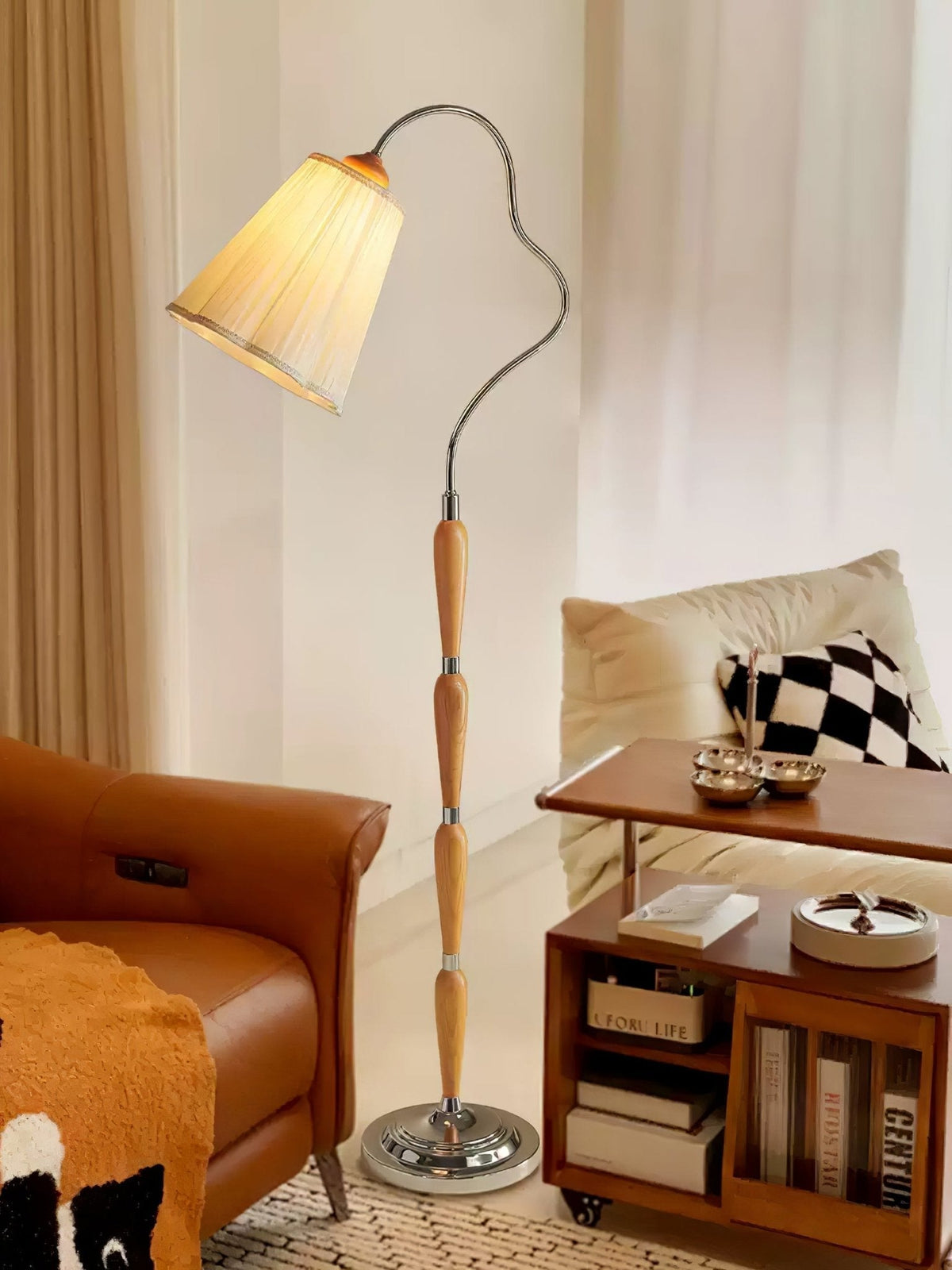 Foster lámpara de pie Vintage de madera