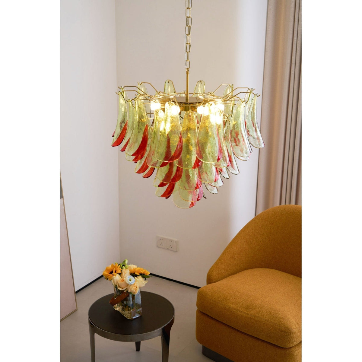 Celoraria lámpara de araña de vidrio de Murano pétalos elegante
