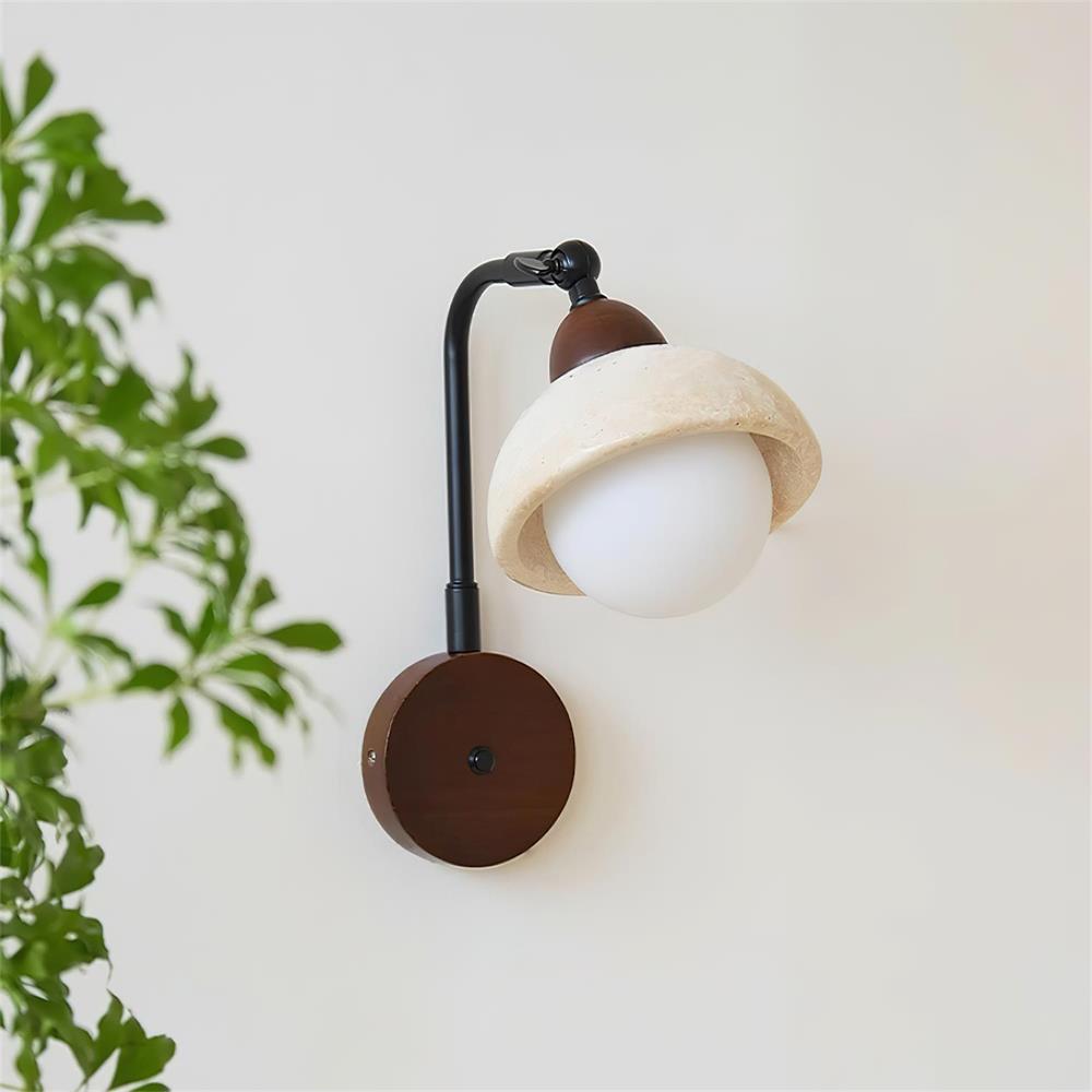 Tavalielle aplique de pared travertino blanco Opalescente Globo