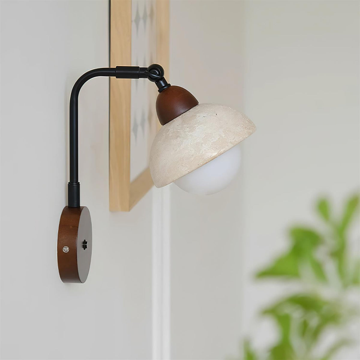 Tavalielle aplique de pared travertino blanco Opalescente Globo