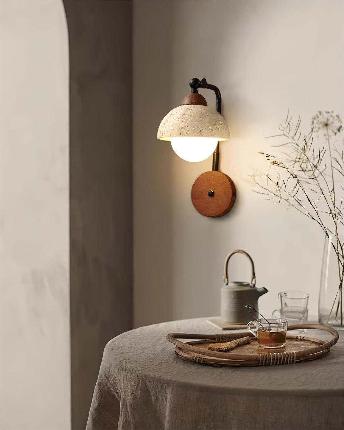 Tavalielle aplique de pared travertino blanco Opalescente Globo