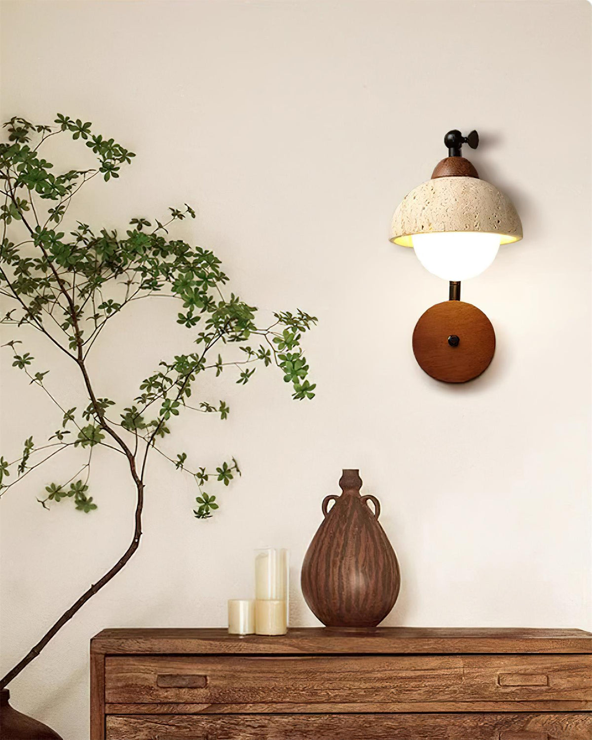Tavalielle aplique de pared travertino blanco Opalescente Globo
