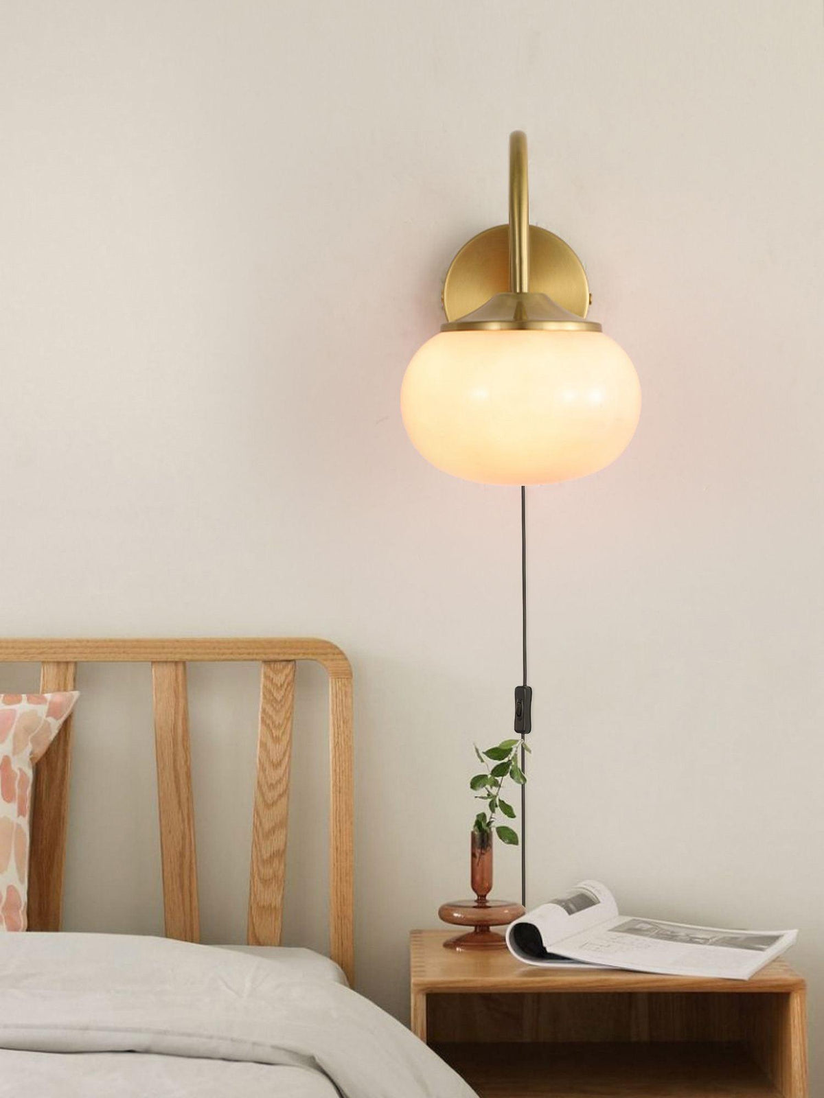 Kevely aplique de pared Premium nórdico con vidrio y enchufe enchufable