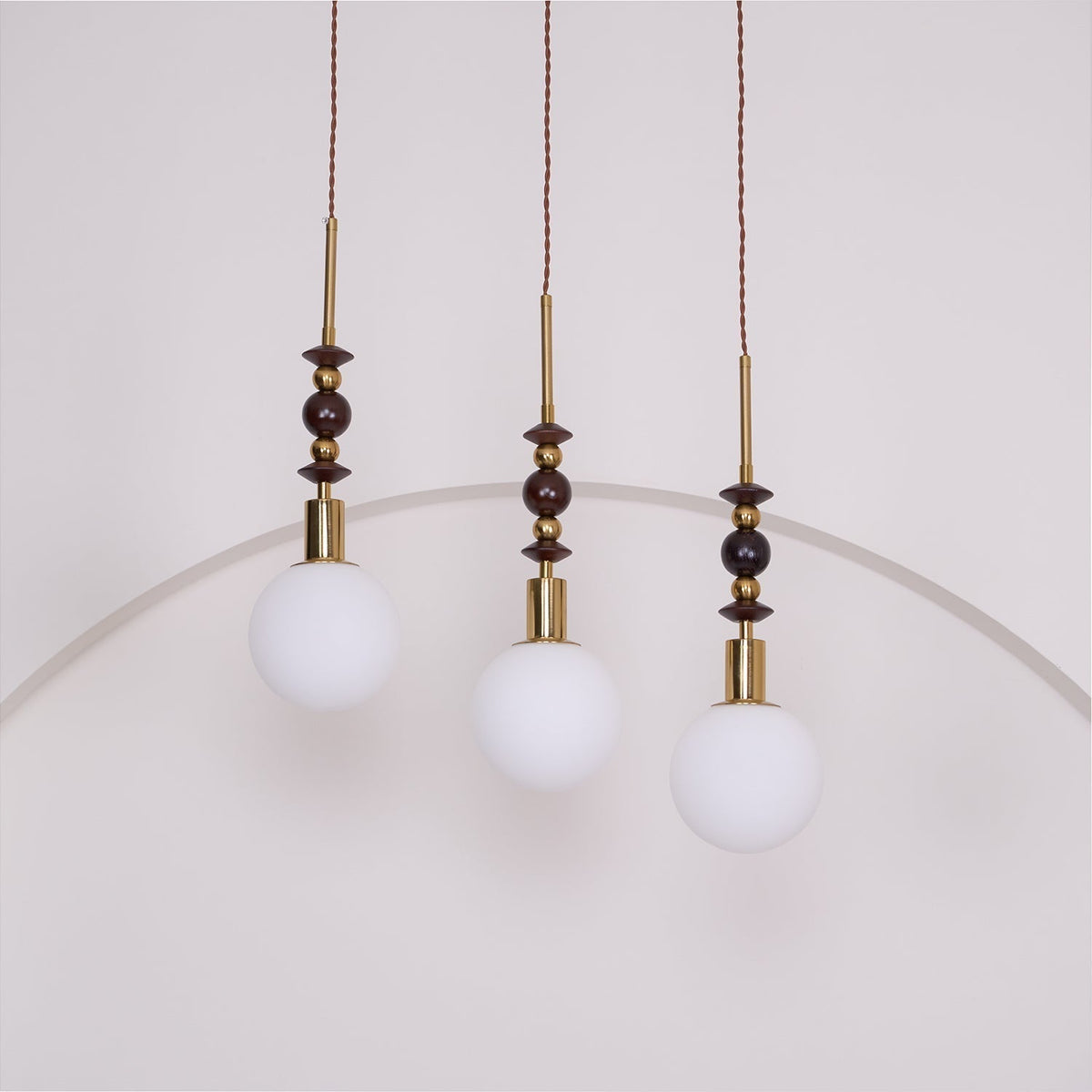 Aira Lámpara Colgante Vintage Globo con Perlas de Madera