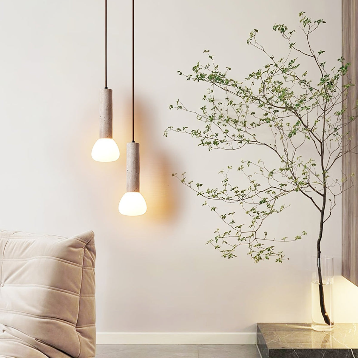 Beia lámpara colgante minimalista de travertino