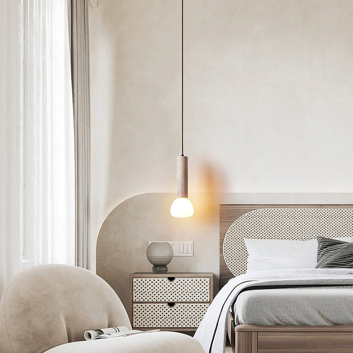 Beia lámpara colgante minimalista de travertino