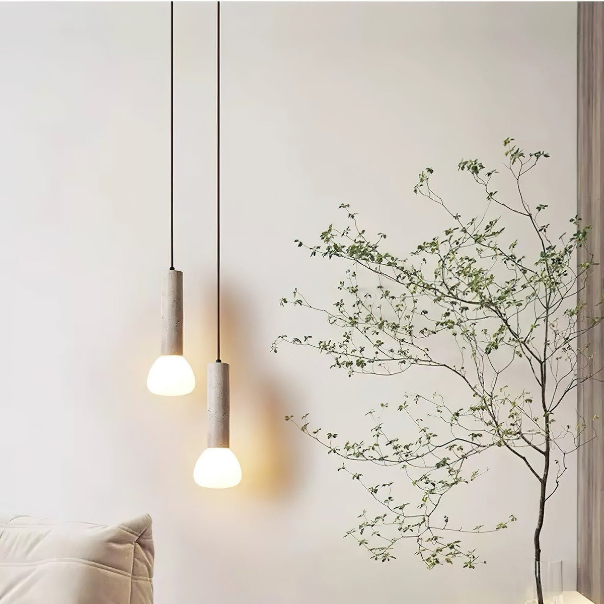 Beia lámpara colgante minimalista de travertino
