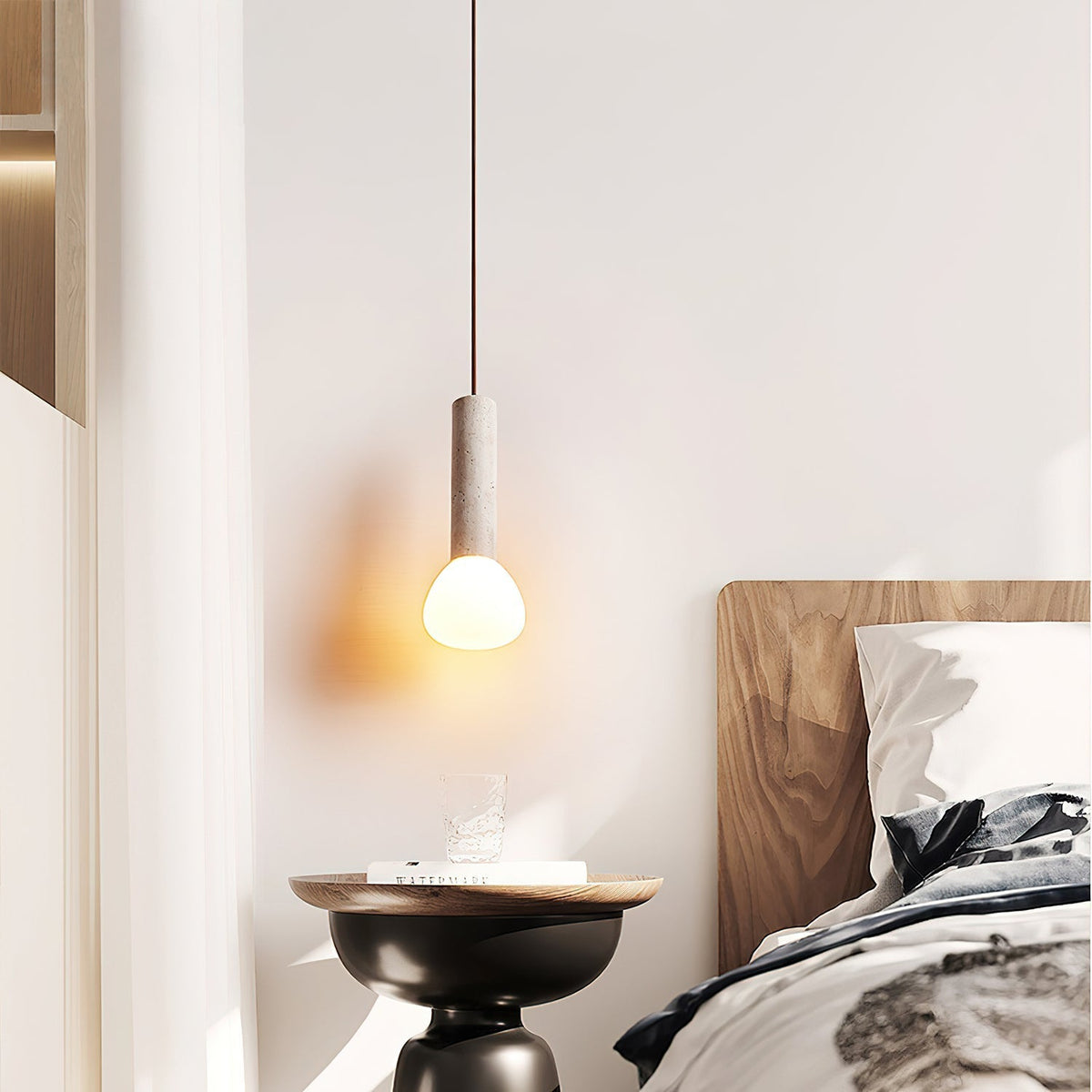Beia lámpara colgante minimalista de travertino