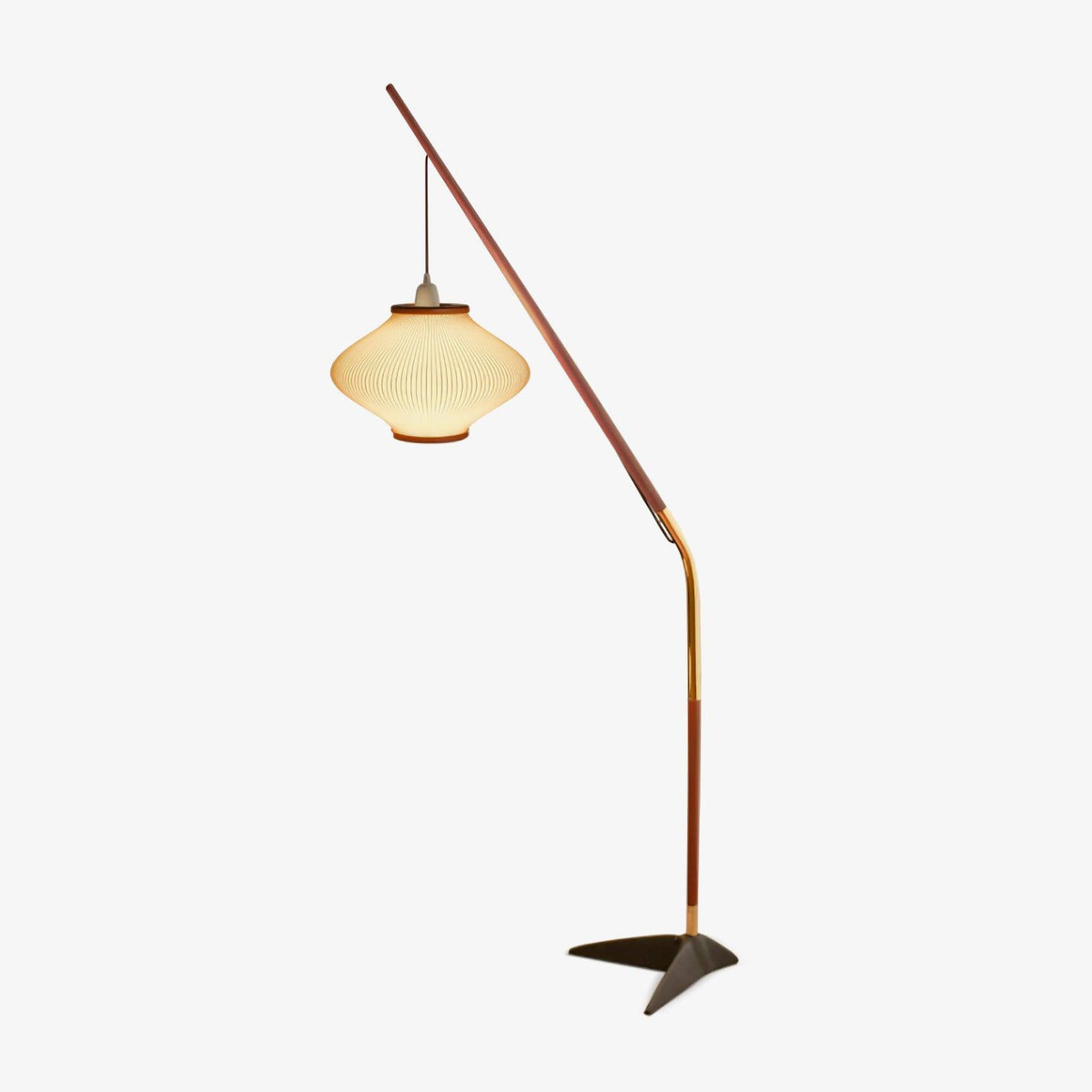 Ervenil lámpara de pie de madera y vidrio estilo mid-century