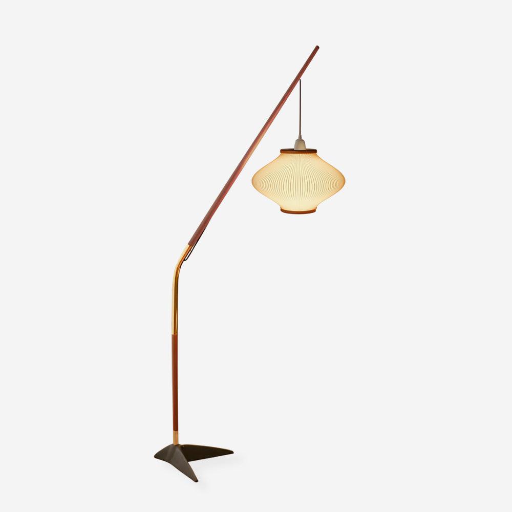 Ervenil lámpara de pie de madera y vidrio estilo mid-century