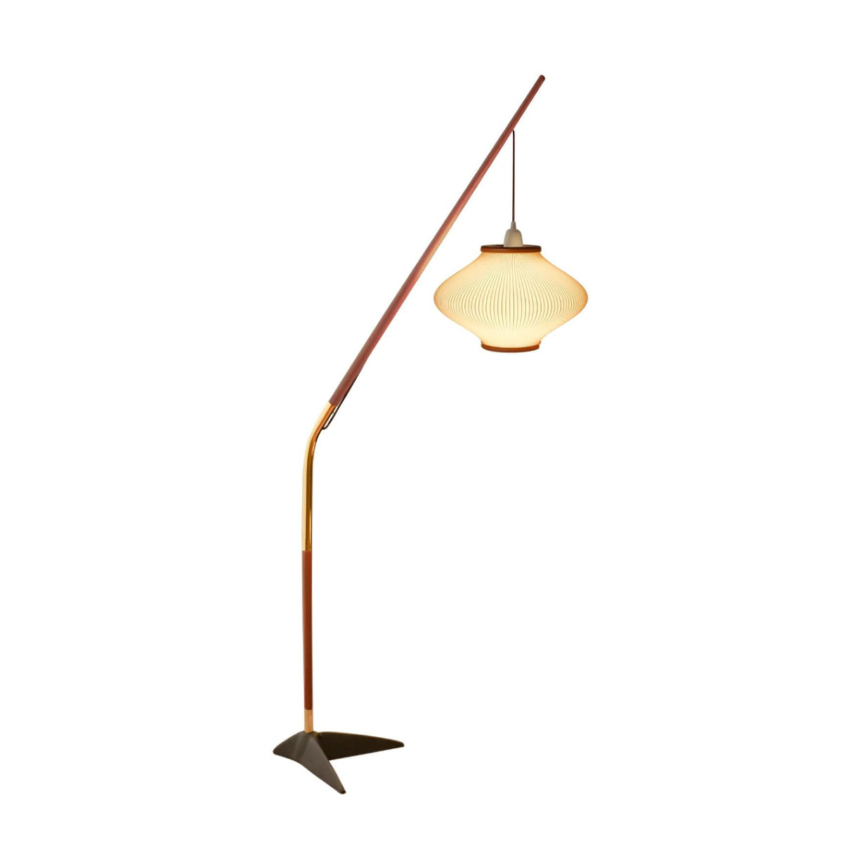 Ervenil lámpara de pie de madera y vidrio estilo mid-century