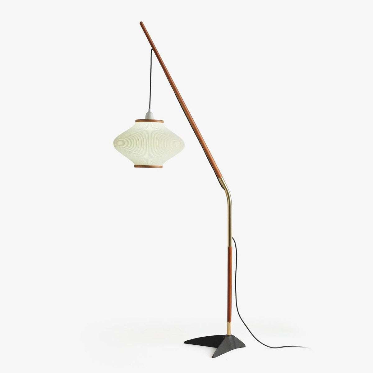 Ervenil lámpara de pie de madera y vidrio estilo mid-century