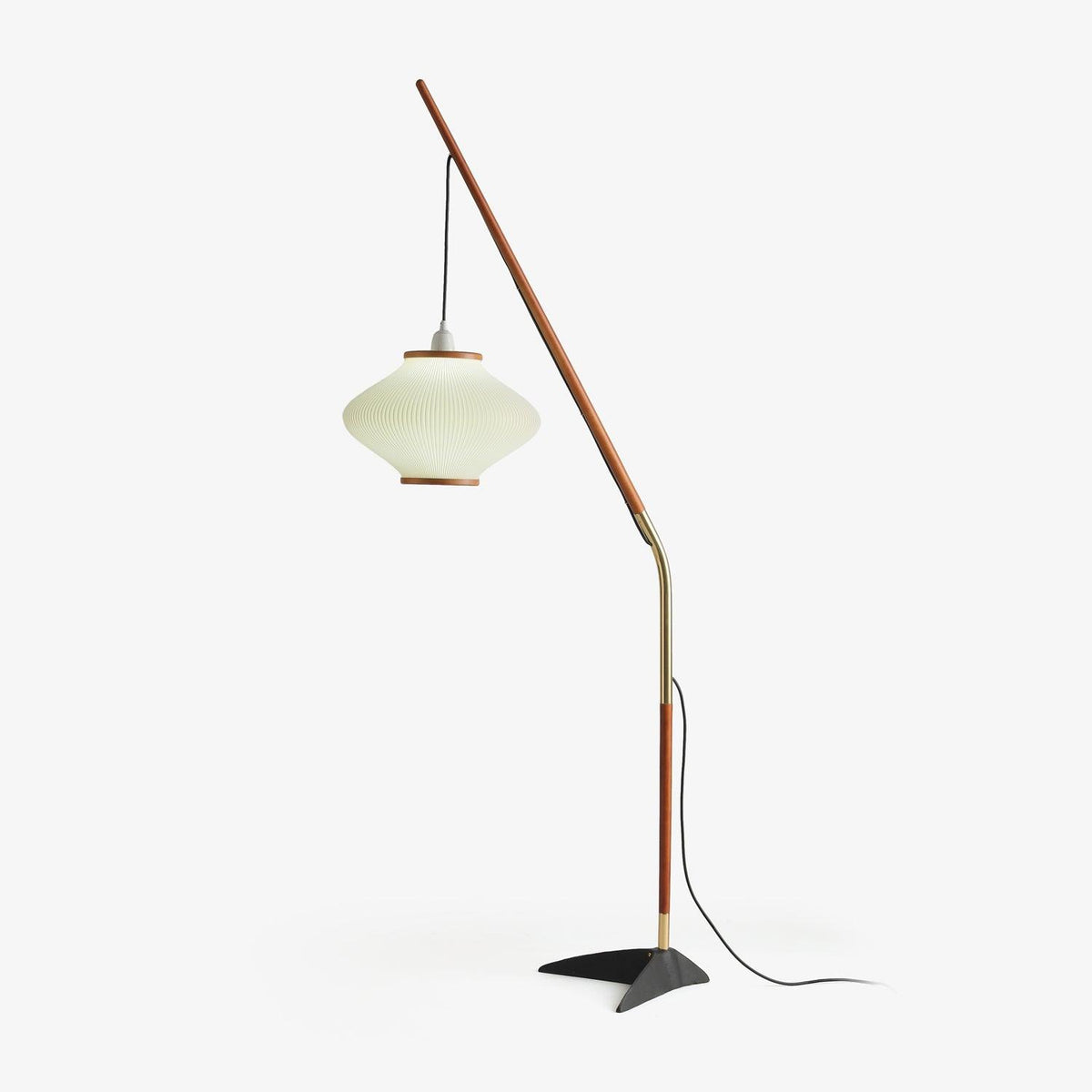 Ervenil lámpara de pie de madera y vidrio estilo mid-century