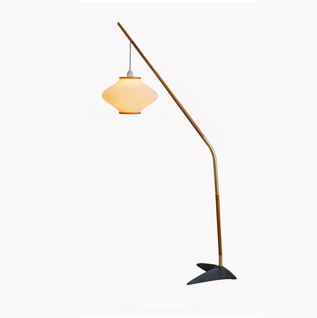Ervenil lámpara de pie de madera y vidrio estilo mid-century