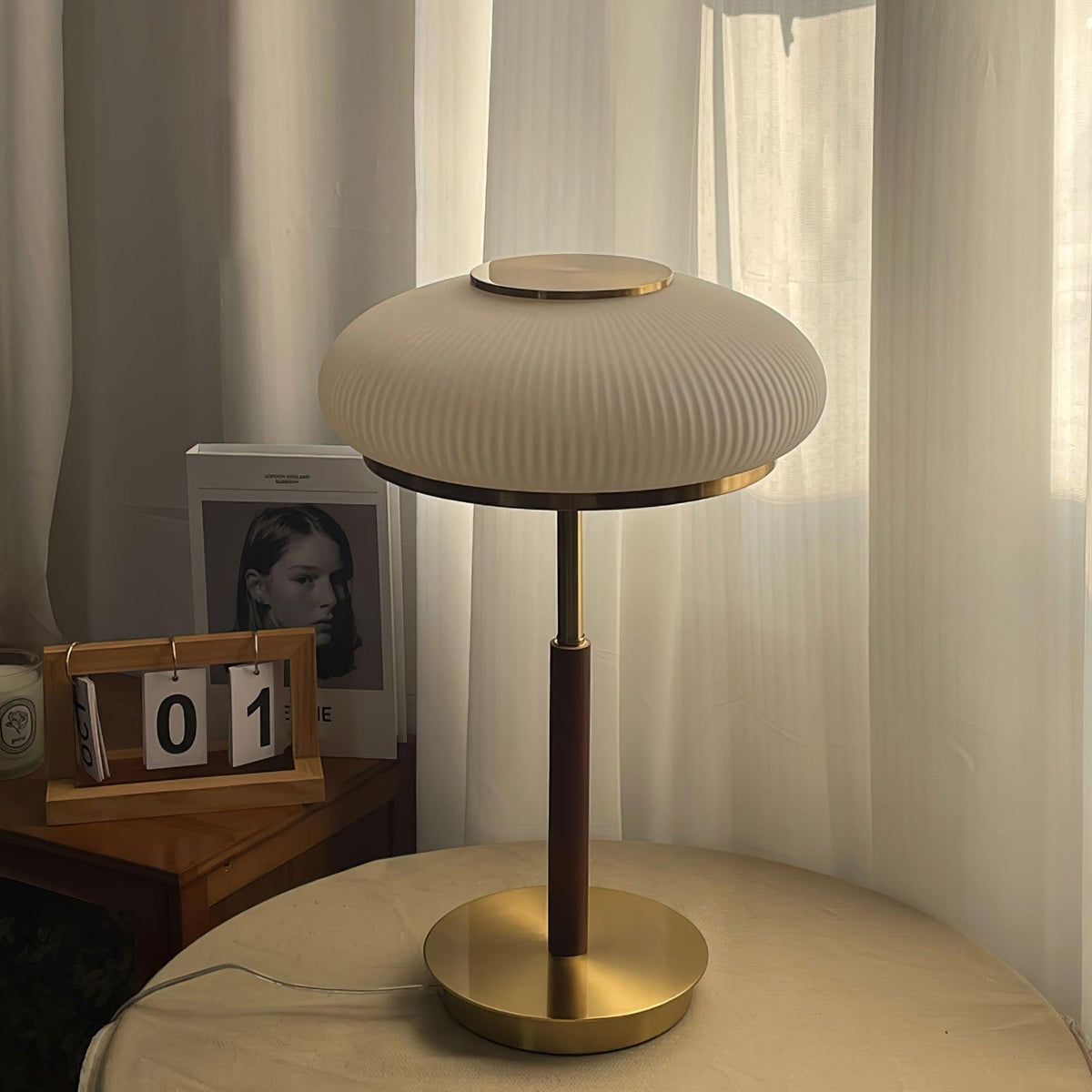 Glimmce lámpara de mesa de madera