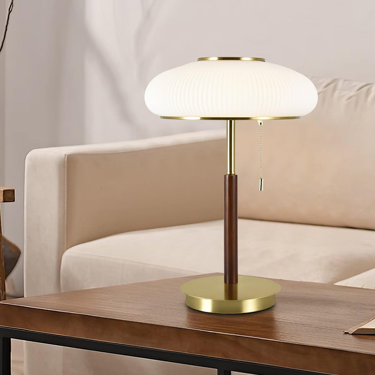 Glimmce lámpara de mesa de madera