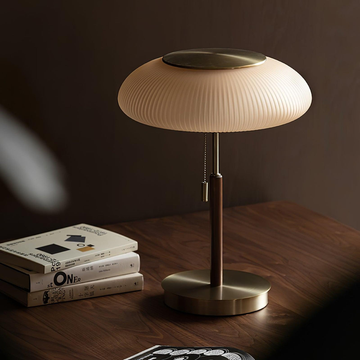 Glimmce lámpara de mesa de madera