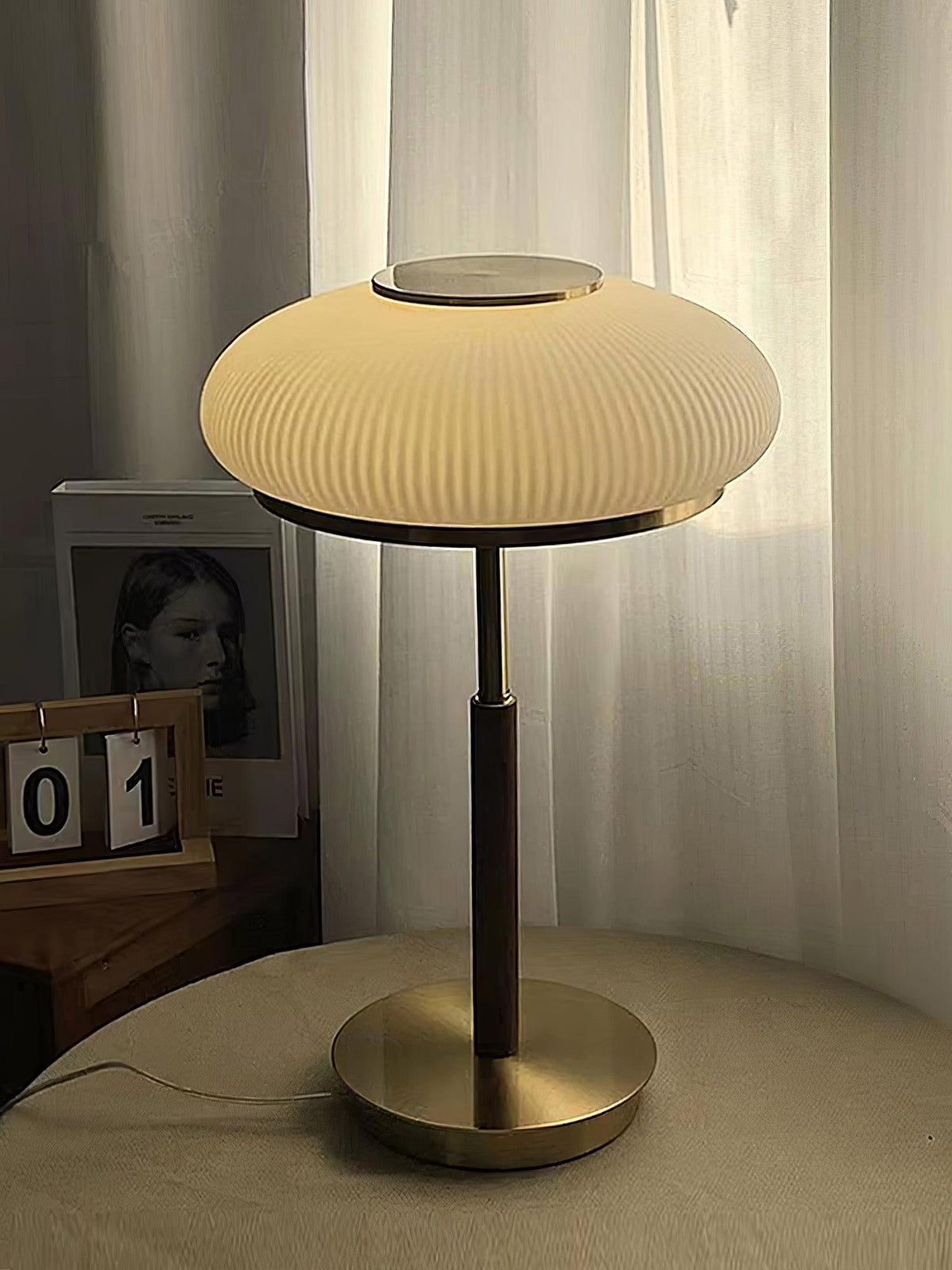 Glimmce lámpara de mesa de madera