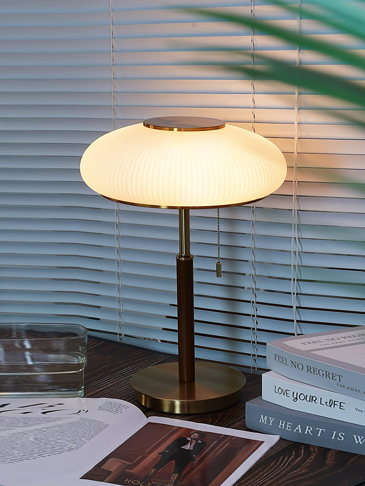 Glimmce lámpara de mesa de madera