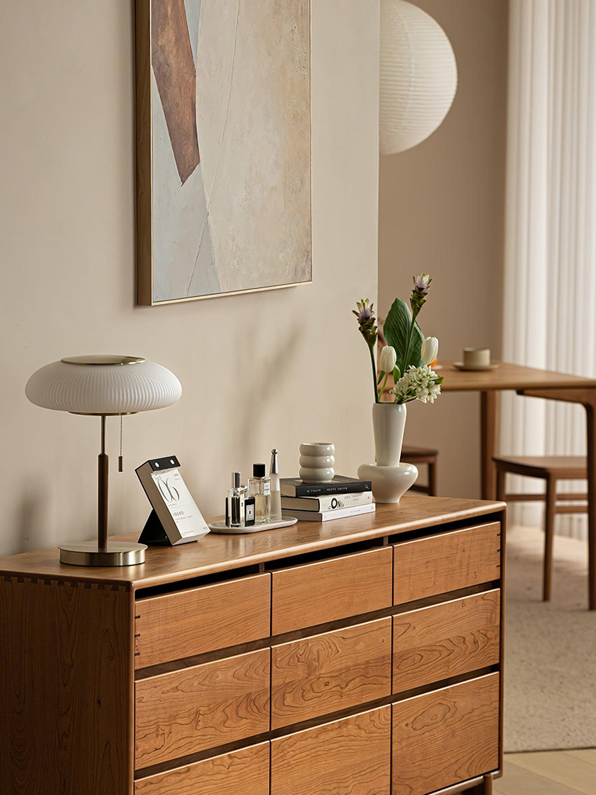 Glimmce lámpara de mesa de madera