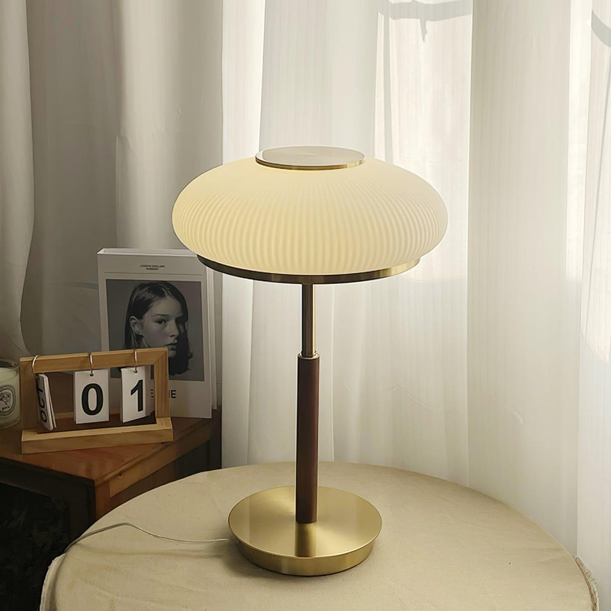 Glimmce lámpara de mesa de madera