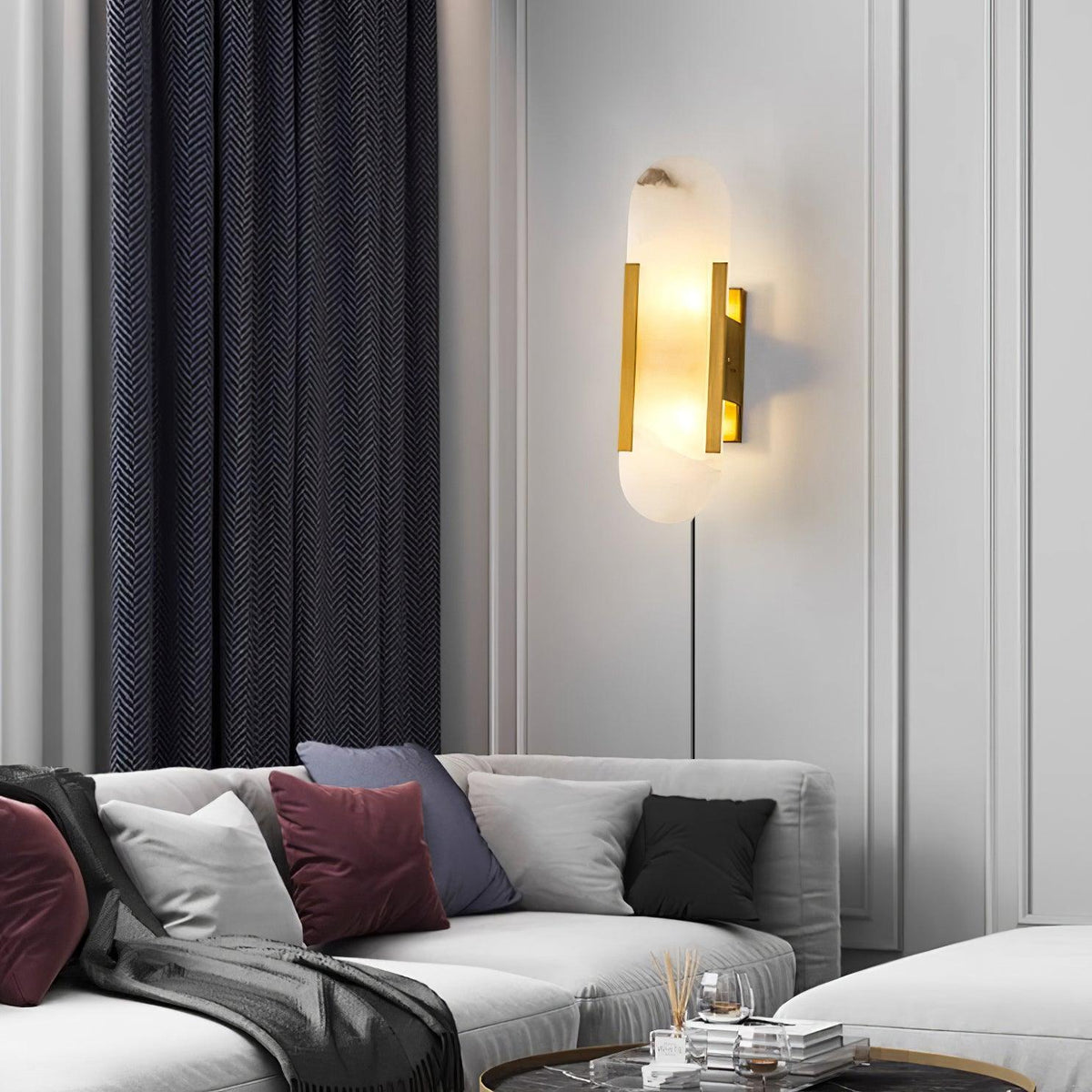 Bano aplique de pared alabastro con enchufe