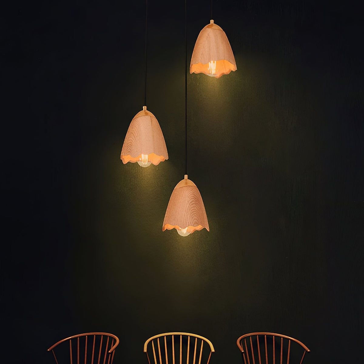 Sartin lámpara colgante moderna minimalista de madera en forma de campana