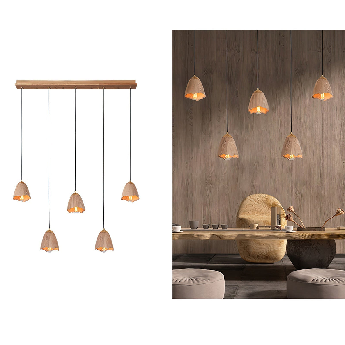 Sartin lámpara colgante moderna minimalista de madera en forma de campana