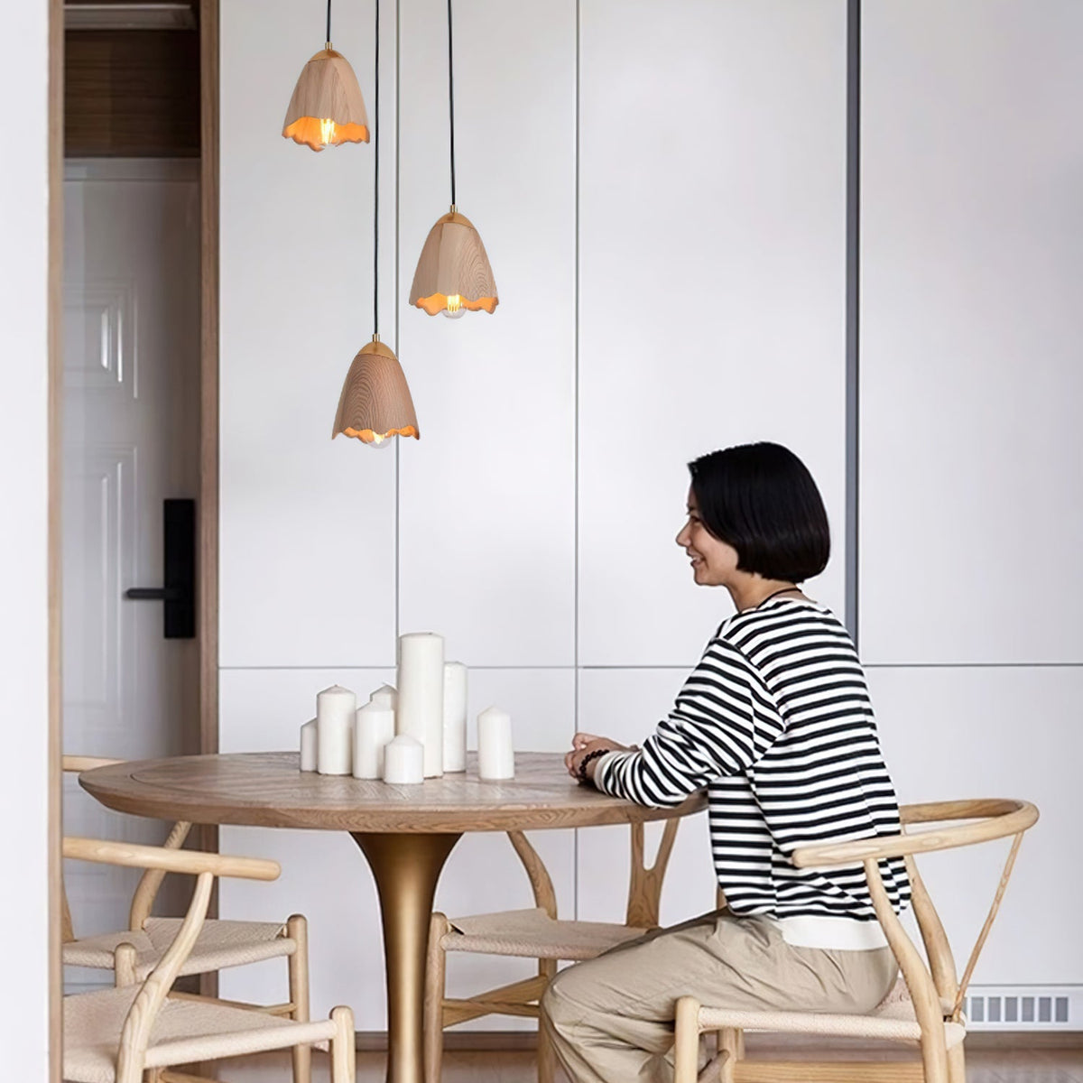 Sartin lámpara colgante moderna minimalista de madera en forma de campana