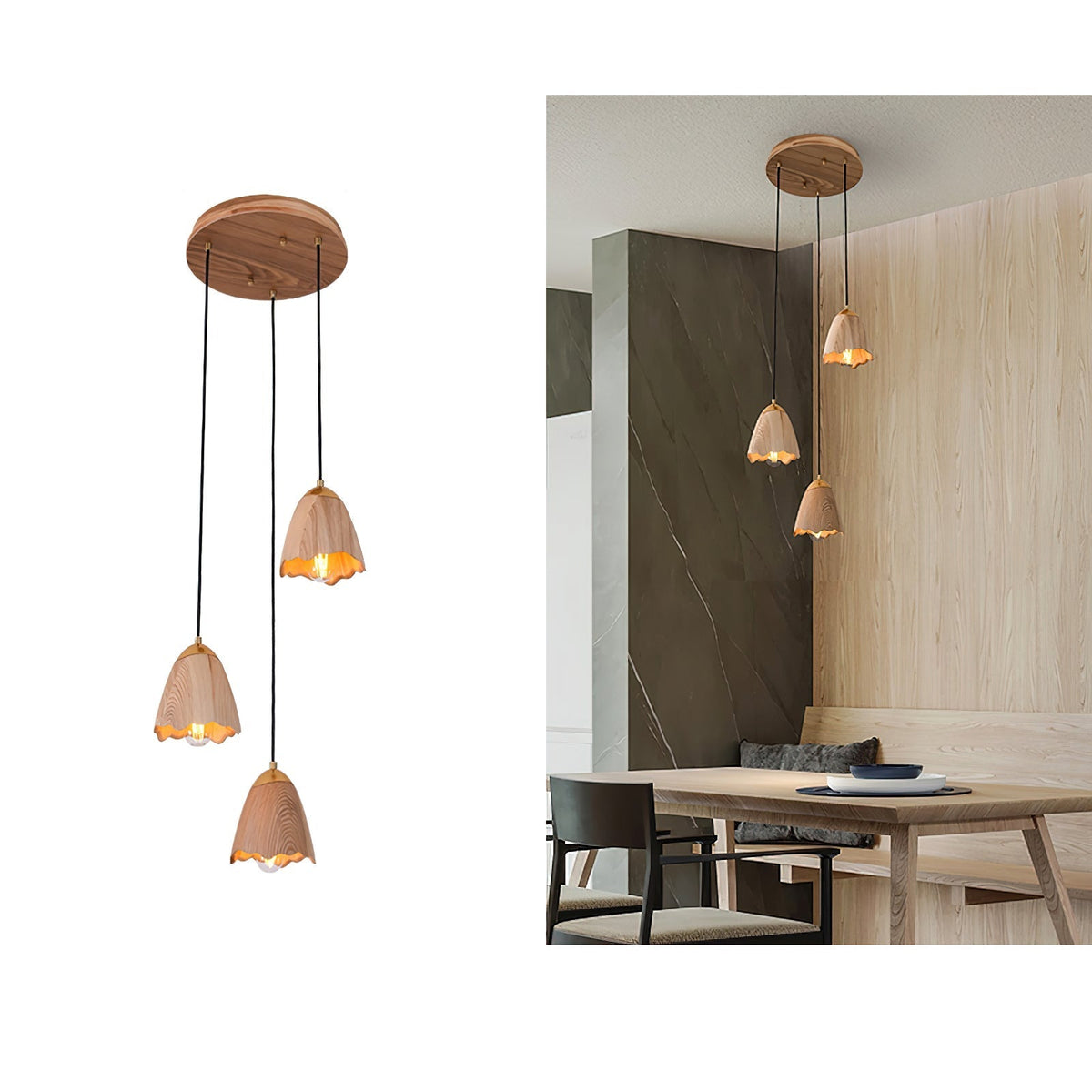 Sartin lámpara colgante moderna minimalista de madera en forma de campana