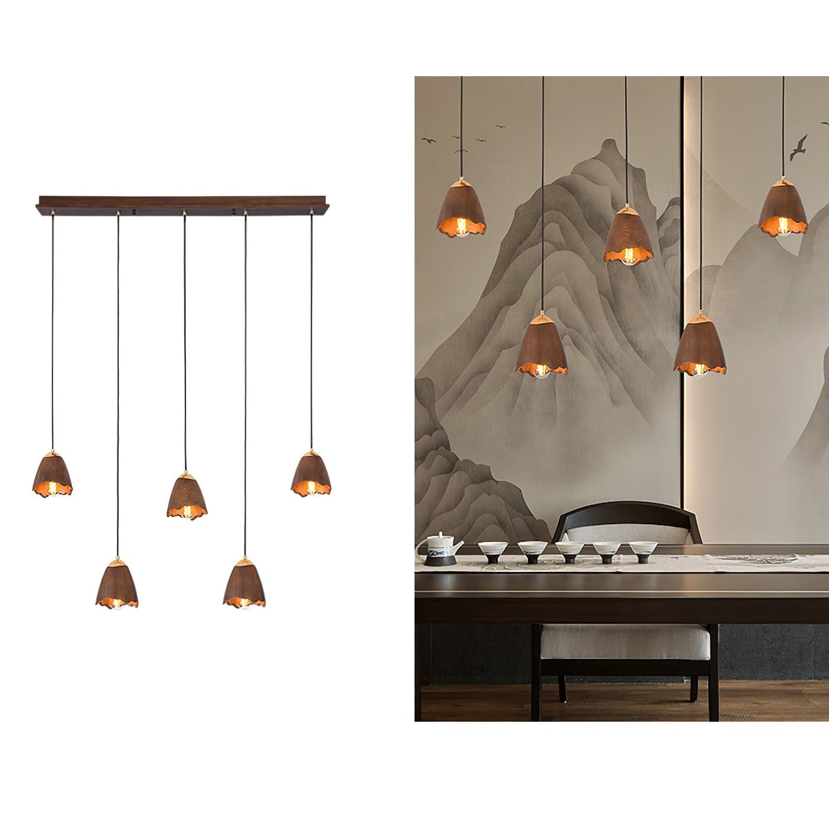 Sartin lámpara colgante moderna minimalista de madera en forma de campana