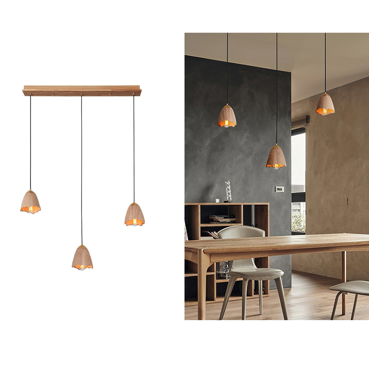 Sartin lámpara colgante moderna minimalista de madera en forma de campana