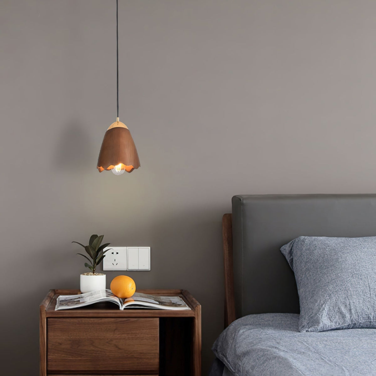 Sartin lámpara colgante moderna minimalista de madera en forma de campana