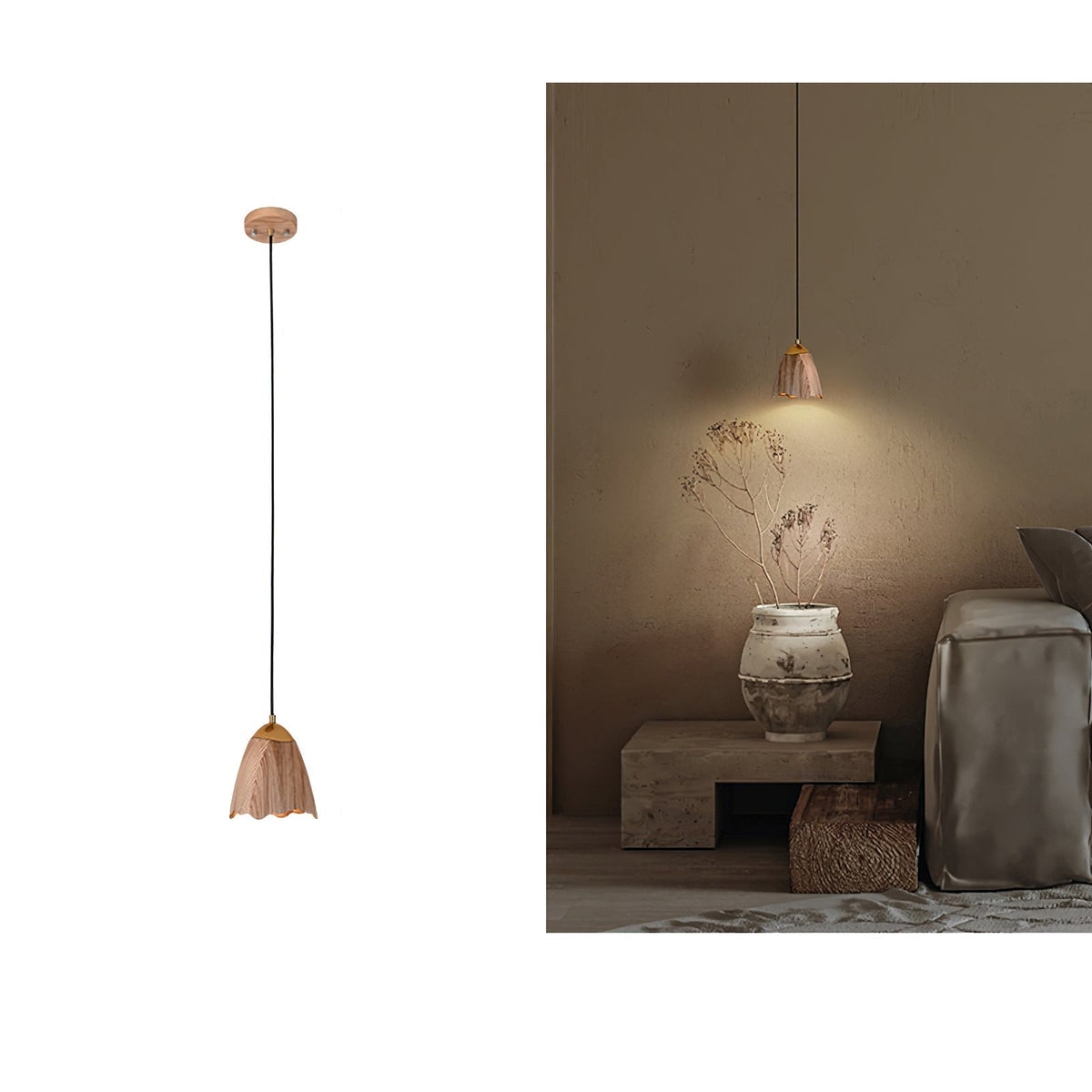 Sartin lámpara colgante moderna minimalista de madera en forma de campana