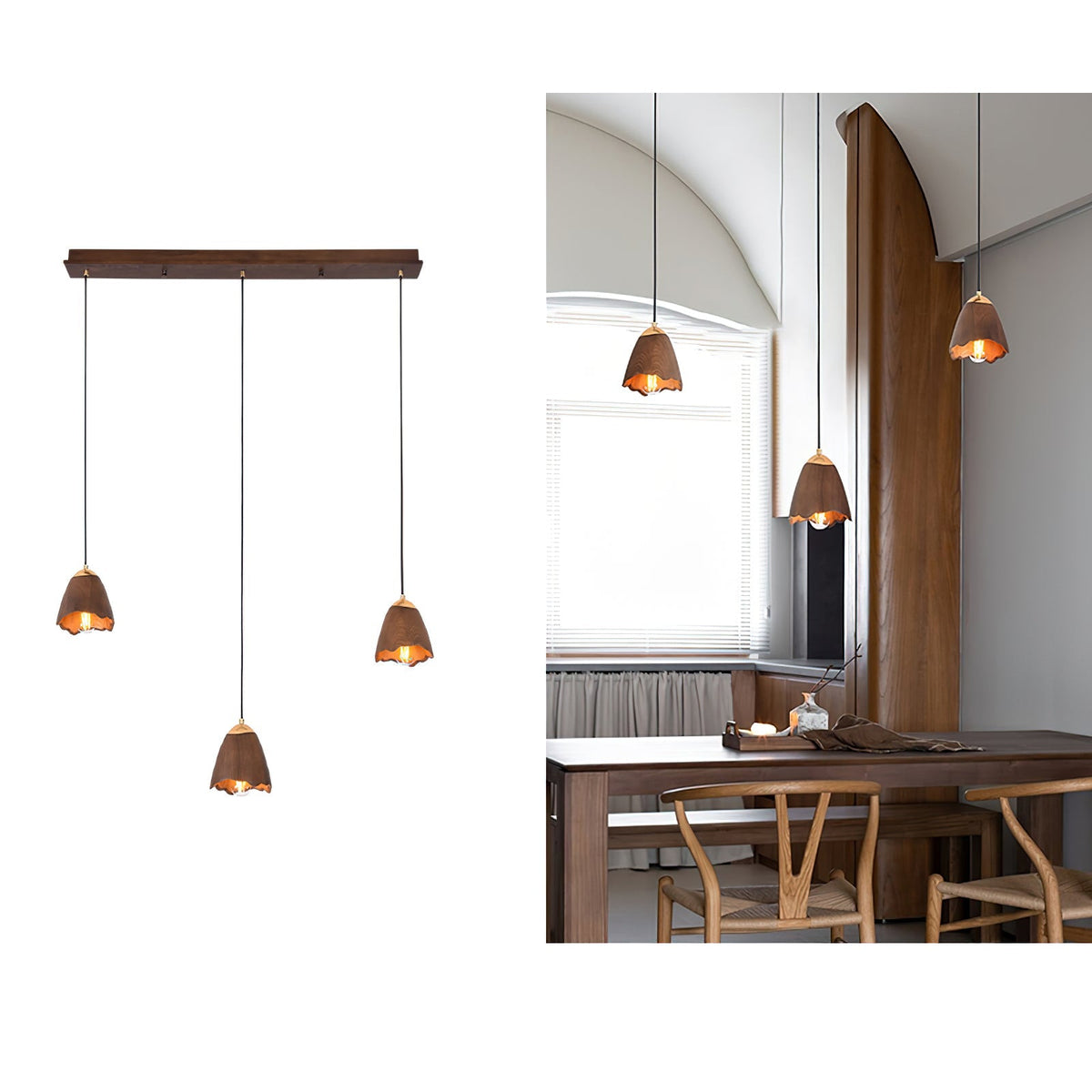 Sartin lámpara colgante moderna minimalista de madera en forma de campana