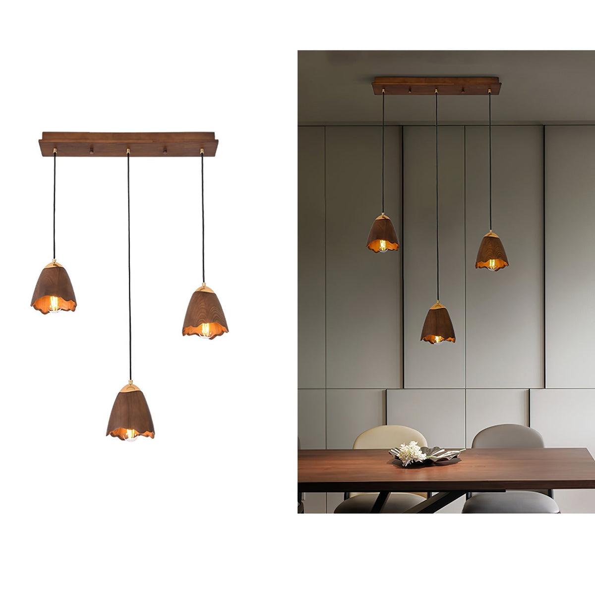 Sartin lámpara colgante moderna minimalista de madera en forma de campana