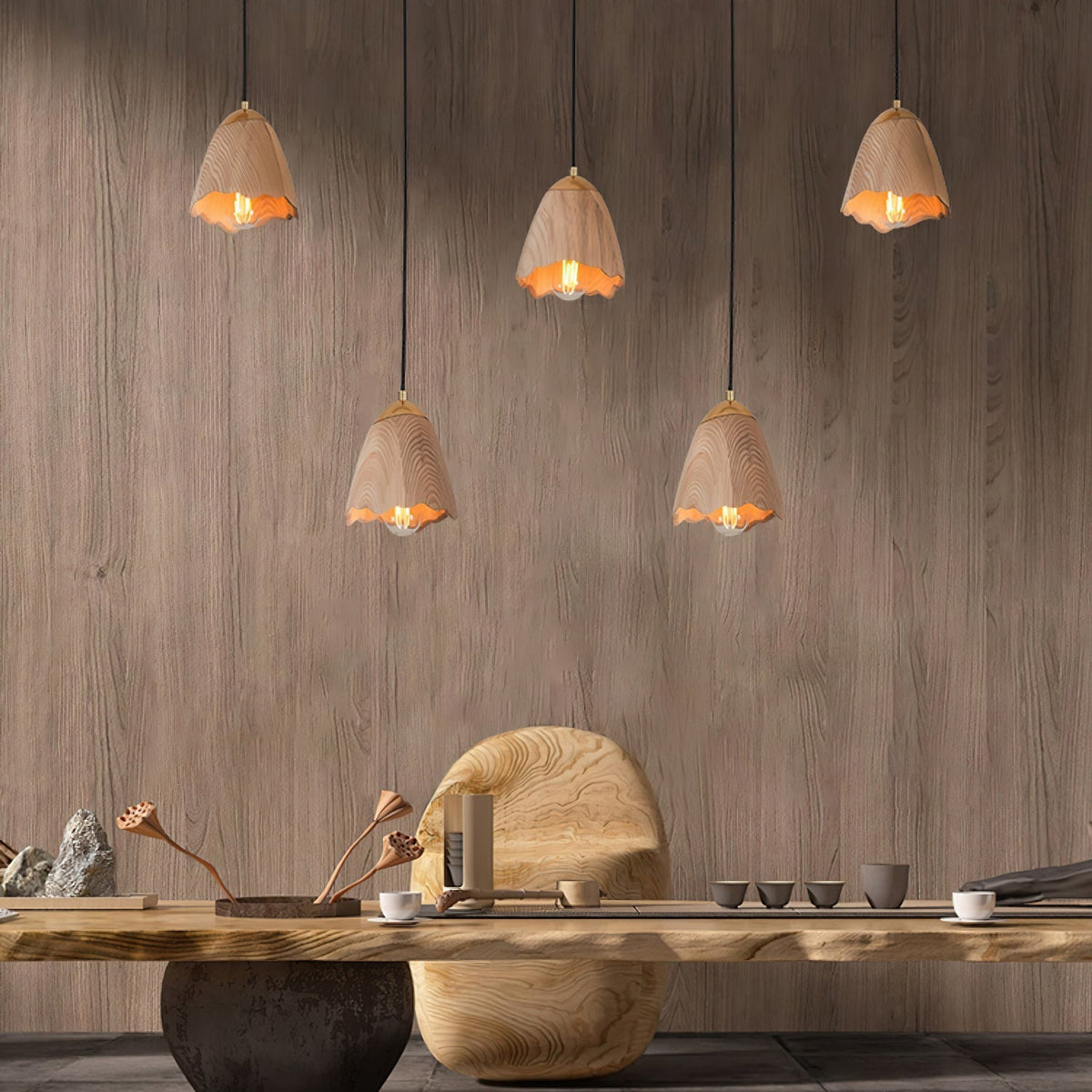 Sartin lámpara colgante moderna minimalista de madera en forma de campana