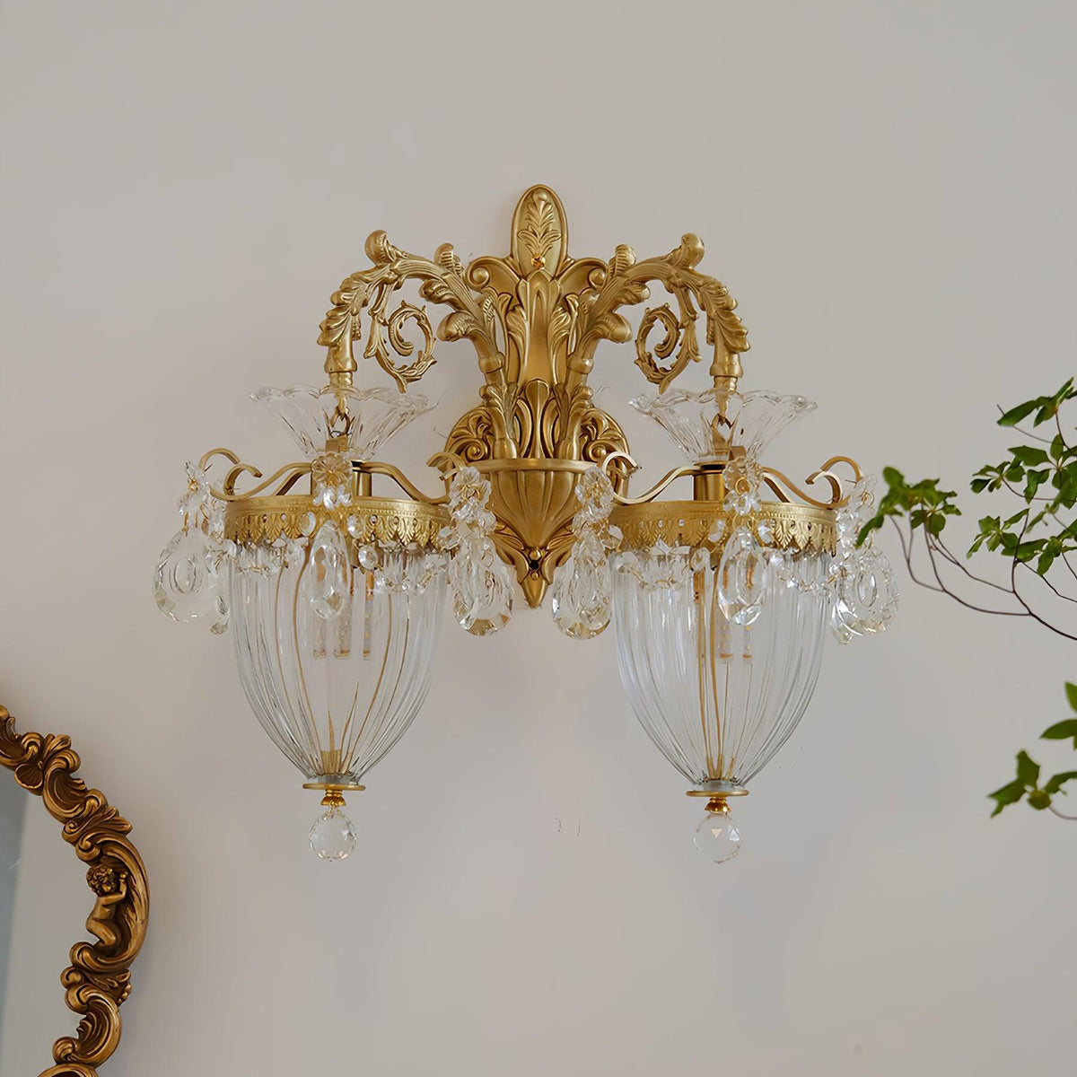 Vireon aplique de pared doble dorado moderno