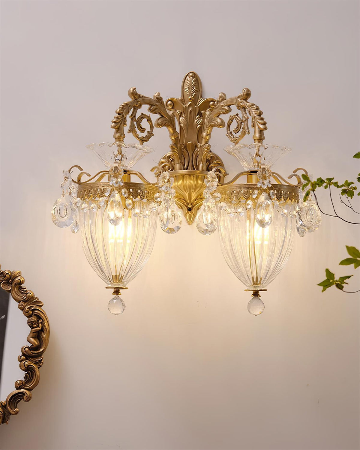 Vireon aplique de pared doble dorado moderno