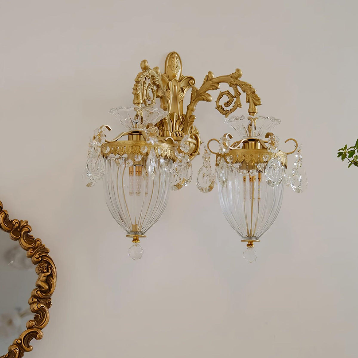 Vireon aplique de pared doble dorado moderno
