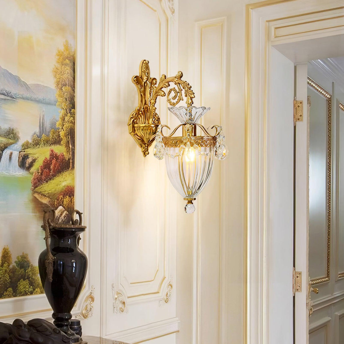 Vireon aplique de pared doble dorado moderno