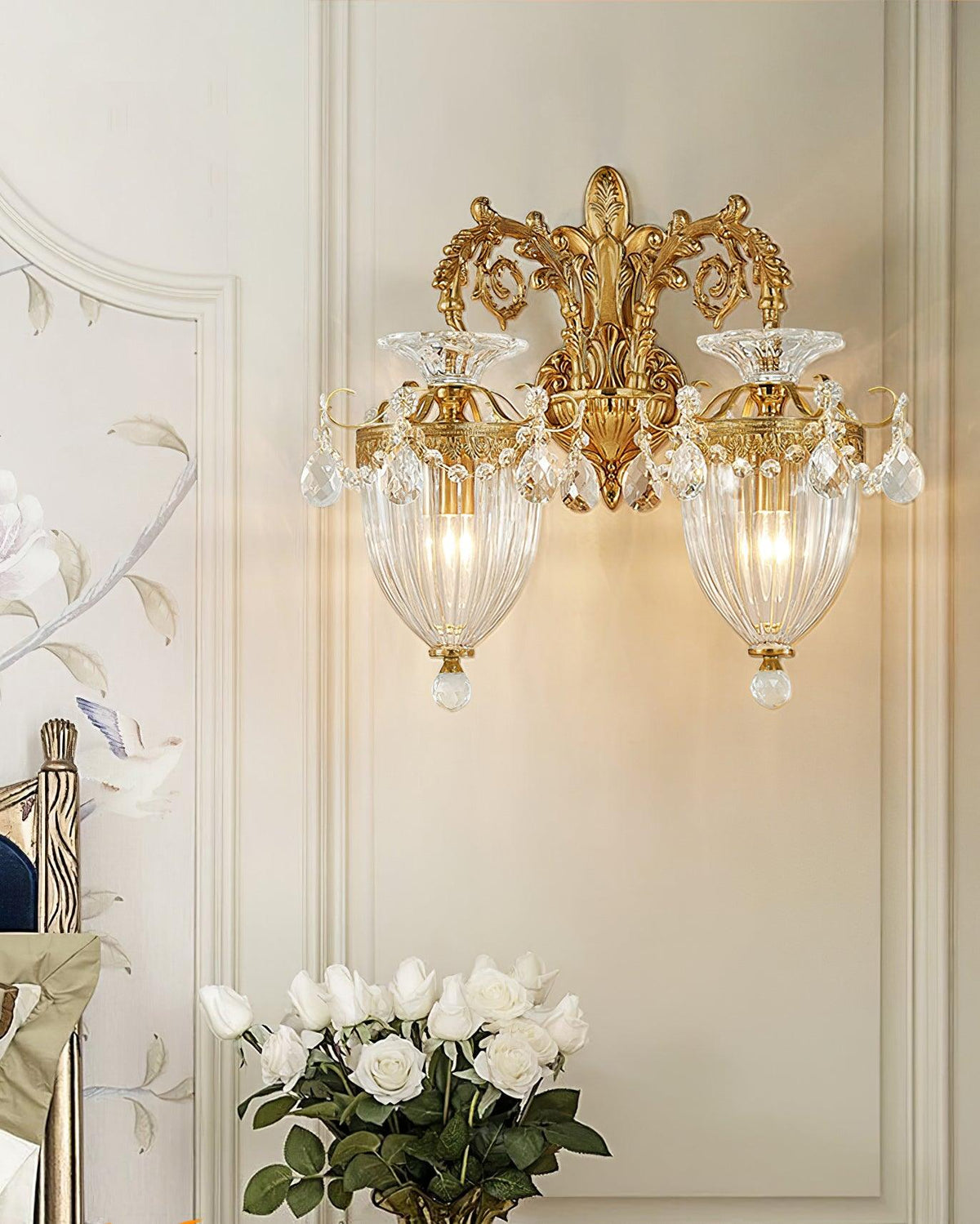 Vireon aplique de pared doble dorado moderno
