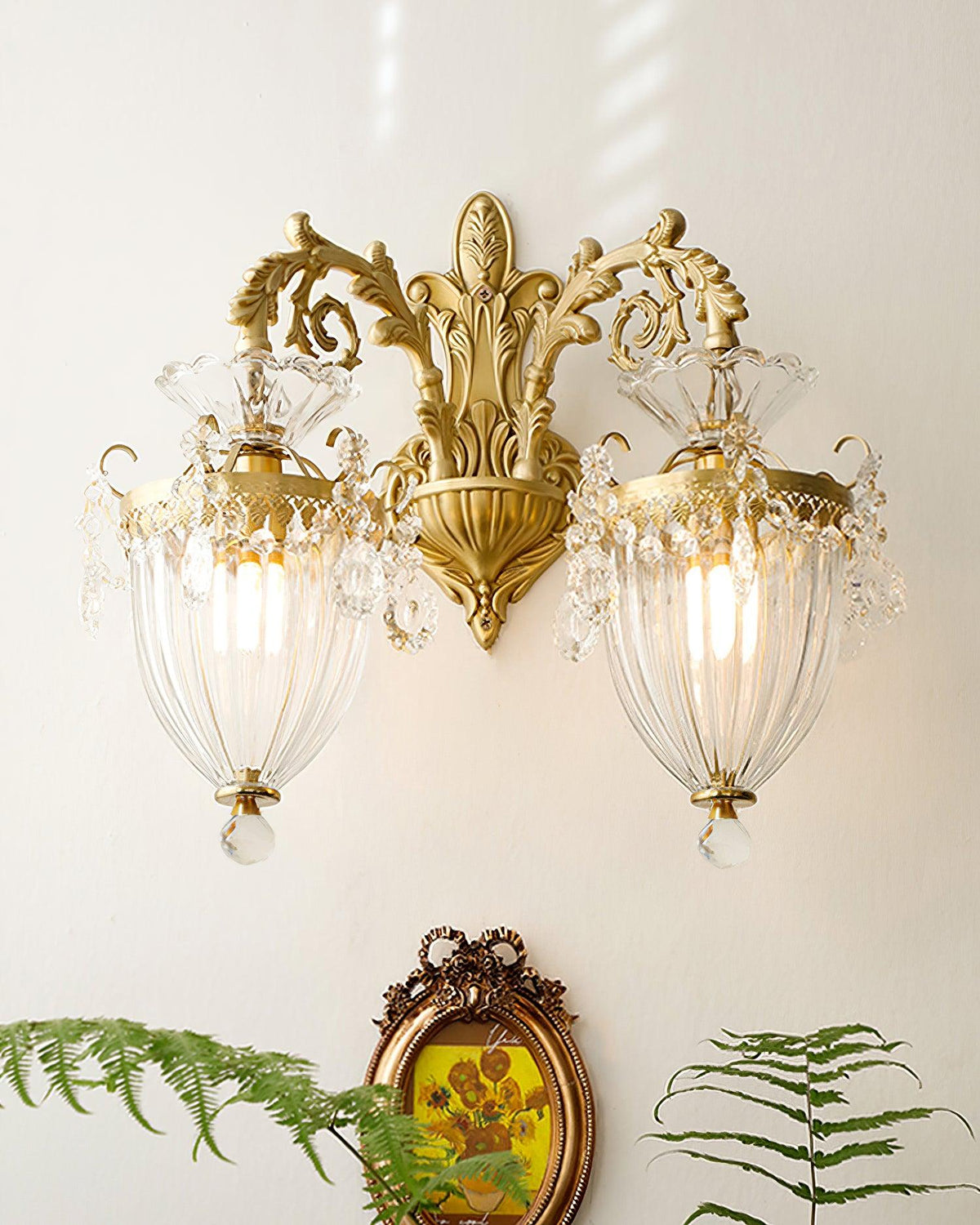 Vireon aplique de pared doble dorado moderno