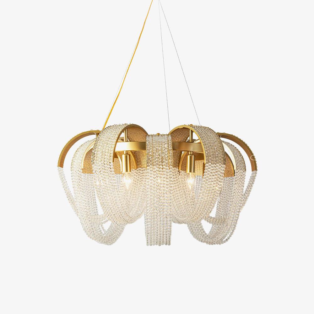 Siv lámpara de araña cristal dorado Waterfall Sparkle