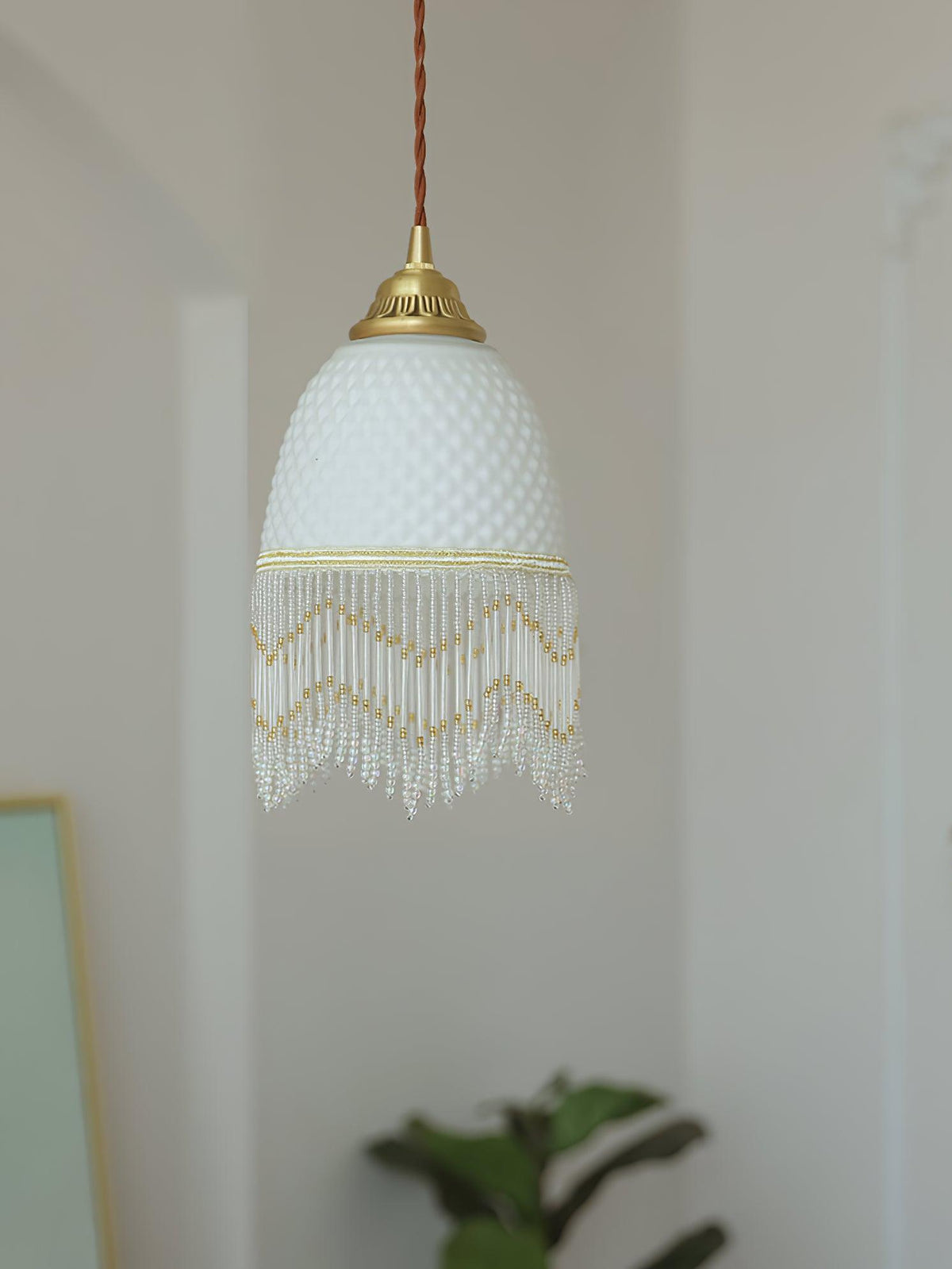 Mesh lámpara colgante con borlas de vidrio