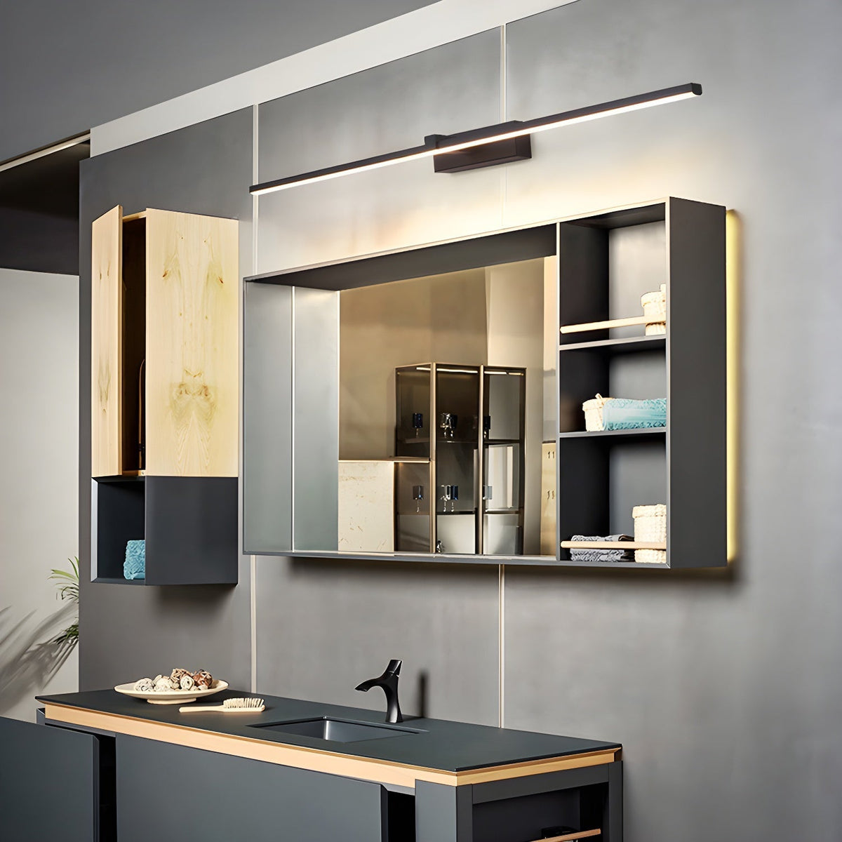 Yume aplique de pared lineal moderno minimalista con espejo