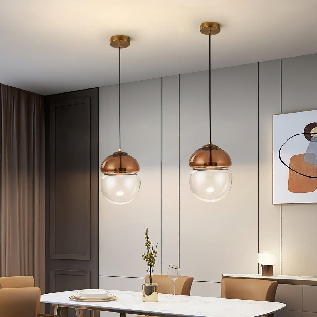 Aged lámpara colgante moderna minimalista cúpula de vidrio envejecida